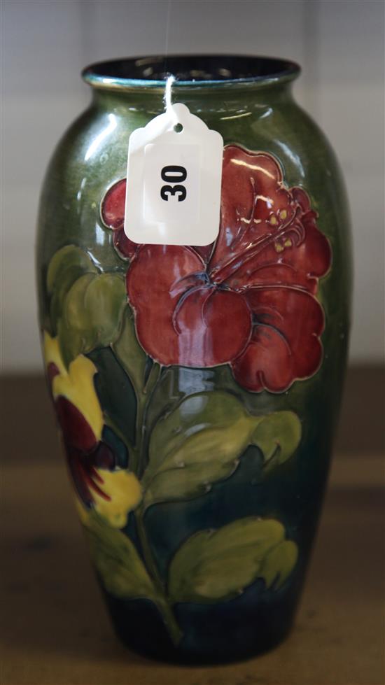 Moorcroft Pottery Hibiscus pattern vase